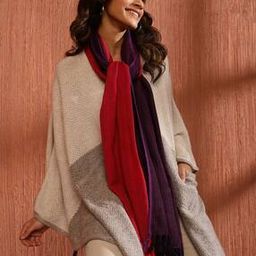 Women Colourblock Stole with Tassels-image-32