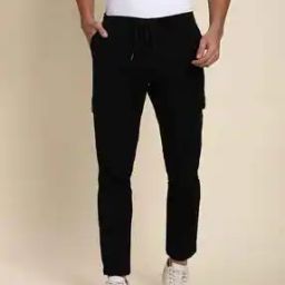 Tapered Fit Cargo Pants with Drawstring Waist-image-61