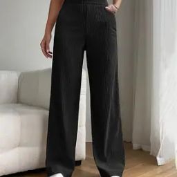 Women Textured Relaxed Fit Trousers-image-16