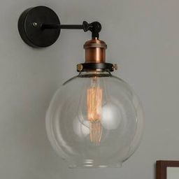 Industrial Glass Globe Antique Copper Swing Wall Light-95