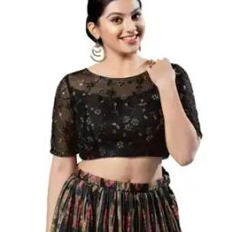 Women Embroidered Round-Neck Back-Open Blouse-picture-52