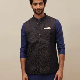 Floral Print Nehru Jacket with Welt Pocket-32