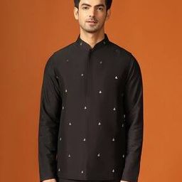 Men Embroidered Regular Fit Nehru Jacket-35