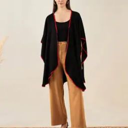 Women Loose Fit Shrug with Kaftan Sleeves-40