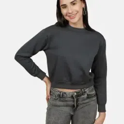 Crew-Neck Sweatshirt with Ribbed Hem-image-80