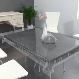 Silver Border PVC Transparent 8-Seater Waterproof Table Cover 90" x 60"-image-48