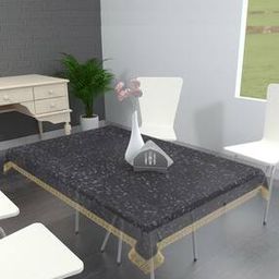Golden Border Transparent Bubble Print 8-Seater Waterproof Table Cover 90" x 60"-image-85