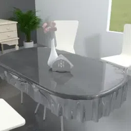 Waterproof 6-Seater Transparent Oval Table Cover-35