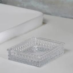 Textured Print Glass Soap Dish-2