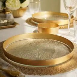 Set of 2 Dinner Plates with Goil Foil Rim-47
