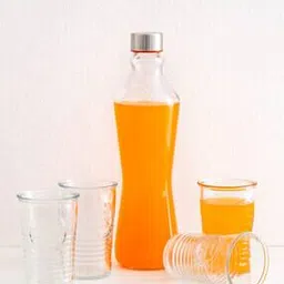 Transparent Glass Bottle with Tumbler Set-12