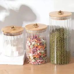Set of 3 Glass Jars with Lids-0
