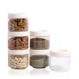 Set of 6 Stack & Lock Round Air Tight Storage Containers-35