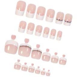 pink truck Set of 48 Artificial Reusable Hand & Toe Nail image 1