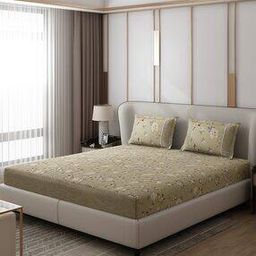 120 TC Floral Print Double Bedsheet with Pillow Covers-image-84