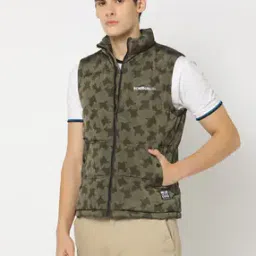 Printed Regular Fit Zip-Front Puffer Jacket-image-26