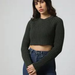 Ribbed Crop Pullover-image-1