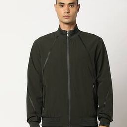 Men Diagonal Tape Regular Fit Bomber Jacket-picture-25