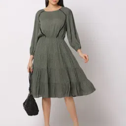 Printed Fit & Flare Dress-image-59