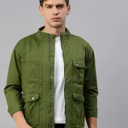 Men Zip-Front Regular Fit Denim Jacket-image-14
