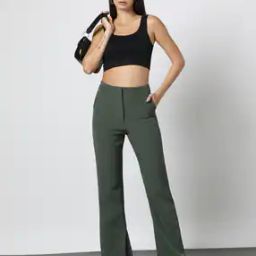 Straight Leg Trousers with Hem Slit-image-14