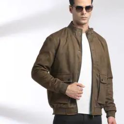 Men Slim Fit Zip-Front Bomber Jacket with Flap Pockets-picture-1