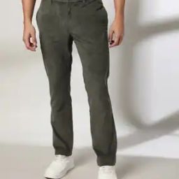 Men Slim Fit Flat-Front Corduroy Trousers-image-49