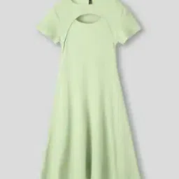 Girls Knitted Cutout A-Line Dress-image-18