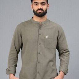 Full-Sleeves Shirt with Band-Collar-image-36