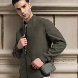 Men Regular Fit Zip-Front Bomber Jacket-picture-11