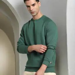 Men Heathered Regular Fit Crew-Neck Sweatshirt-image-93
