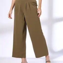Women Relaxed Fit Pleat-Front Trousers-image-17