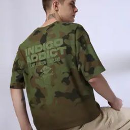 Men Camouflage Print Oversized Fit Crew-Neck T-Shirt-image-94