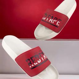red tape Open-Toe Slip-On Flat Slides image 1