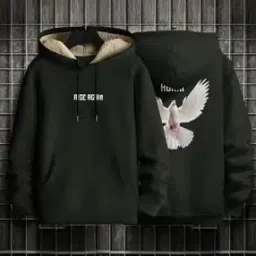 Men Graphic Print Regular Fit Hoodie with Kangaroo Pocket-image-73