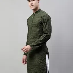 Men Embroidered Regular Fit Long Kurta-image-22