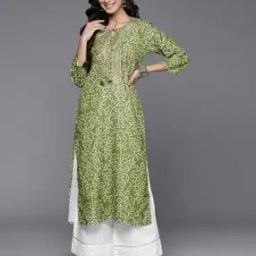 Women Floral Print Straight Kurta-image-2