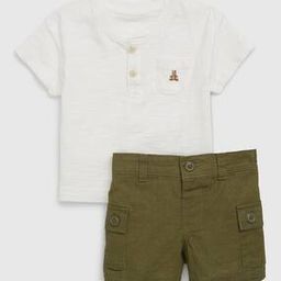Linen Blend Slim Fit T-Shirt and Short Set-image-25