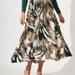 Women Printed Pleated A-Line Skirt-picture-9