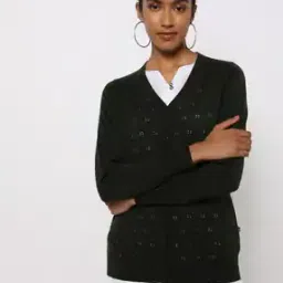 Button-Down V-neck Winter Cardigan-42
