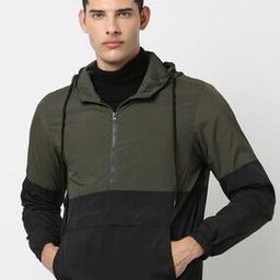 Colourblock Slim Fit Hooded Zip-Front Jacket-image-14