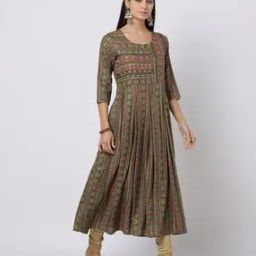 Bandhani Print Round-Neck Anarkali Kurta-image-49