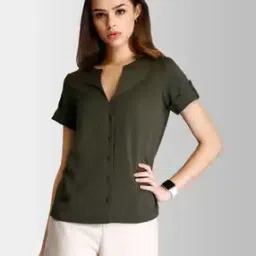 V-neck Button-Down Top-image-18
