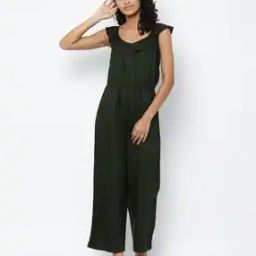 Round-Neck Jumpsuit with Ruffle Accent-image-1