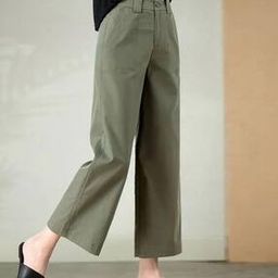 Women Relaxed Fit Flat-Front Pants with Pockets-picture-12