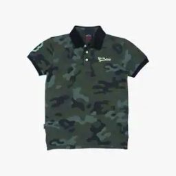 Camouflage Print Polo T-shirt with Logo Print-image-4