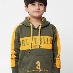 Colourblock Hoodie with Kangaroo Pocket-image-99