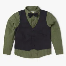 Striped Shirt with Waist Coat & Bow-picture-43