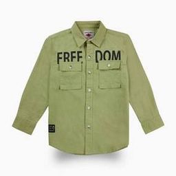 Boys Typographic Print Regular Fit Shirt-image-55