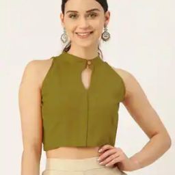 Women High-Neck Front-Open Blouse-image-60